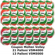 Pallone Volley Molten 21-V5M4000 + 17-V5M5000 Conf. 38 palloni + 1 Spray + 12 Mask