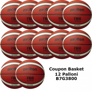 Pallone Basket Molten Maschile B7G3800 Coupon 2021 - Conf. 12 palloni + 1 Spray + 5 Mask